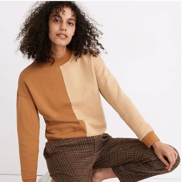 Madewell Cotton Studio Mockneck Sweatshirt in Colorblock - Picture 1 of 6